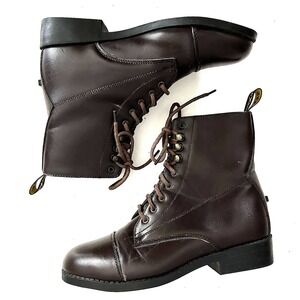 Saxon Brown Leather Laces Ankle Riding Lace up‎ Boots Womens Size 6 M